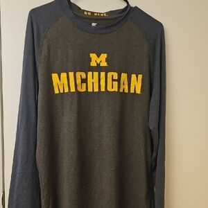 Gray and Blue Michigan Long Sleeve Shirt